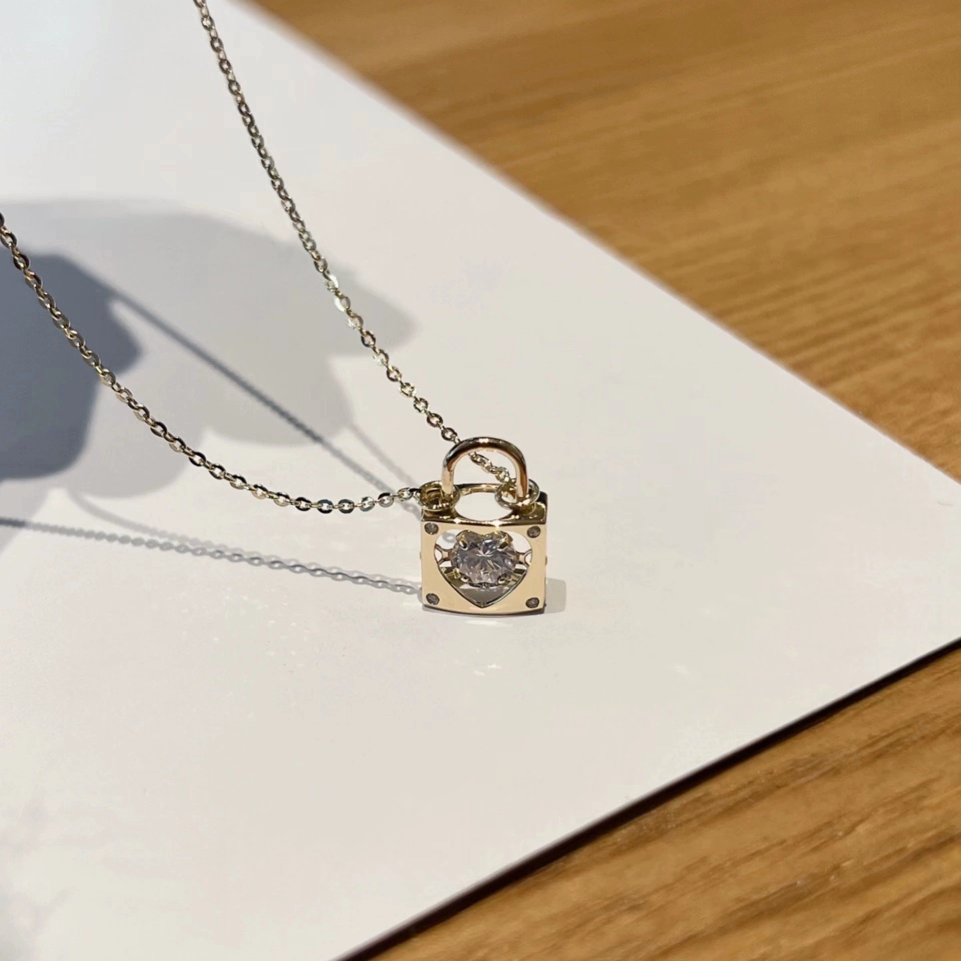 Wholesale S925 Sterling Silver Love Lock Necklace Clavicle Chain